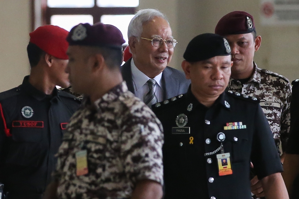 Former Prime Minister Datuk Seri Najib Razak is pictured at the Kuala Lumpur High Court Complex November 27, 2024. — Picture by Yusof Mat Isa