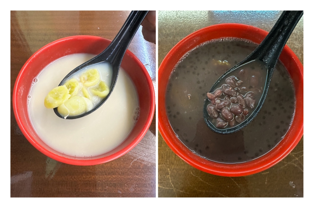 If you’re lucky, you may score a steaming hot bowl of ‘tong sui’ like the Fuchuk Pak Kor (left) or the Red Bean Soup (right). — Picture by Lee Khang Yi