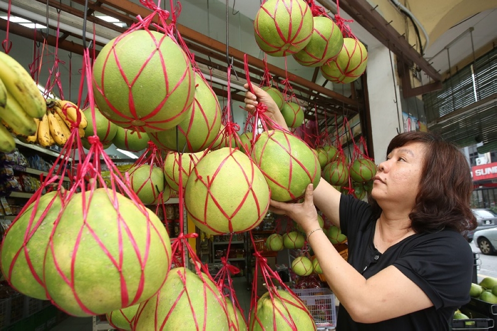 Pomelos carry the meaning of abundance in Cantonese. — File picture by Marcus Pheong