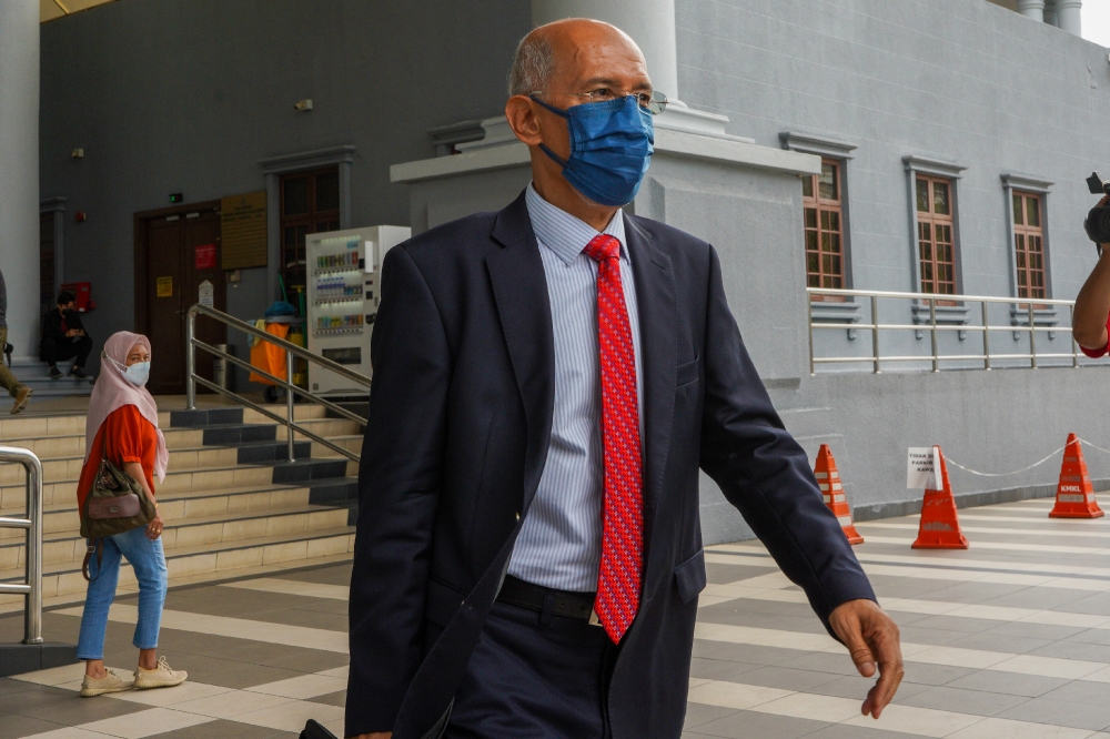 Petronas chairman and 1MDB witness Tan Sri Mohd Bakke Salleh is pictured at Kuala Lumpur High Court May 8, 2022. — Picture by Shafwan Zaidon