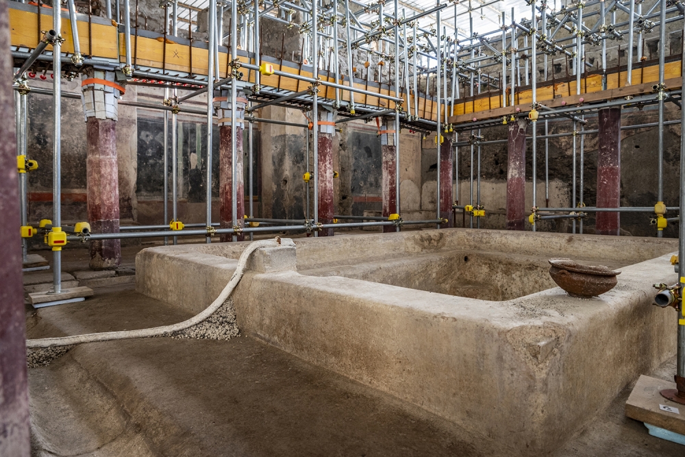 This handout picture released by the Parco Archeologico di Pompei on January 17, 2025 shows a private thermal baths complex discovered by archaeologists in a villa of the ancient city of Pompeii. — AFP pic