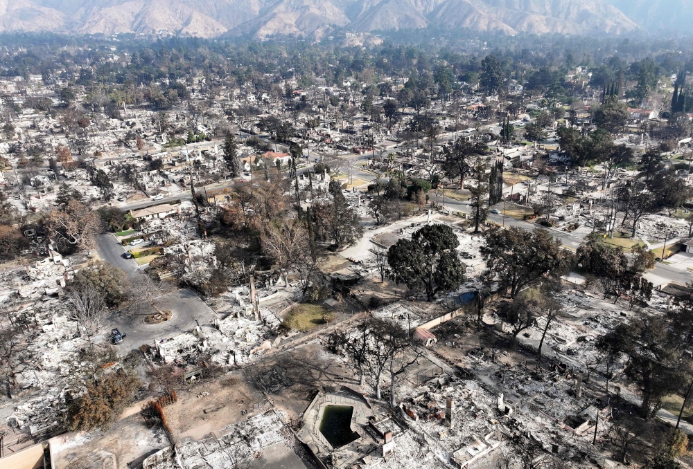 An aerial view of homes which burned in the Eaton Fire in Altadena. — Pic by AFP