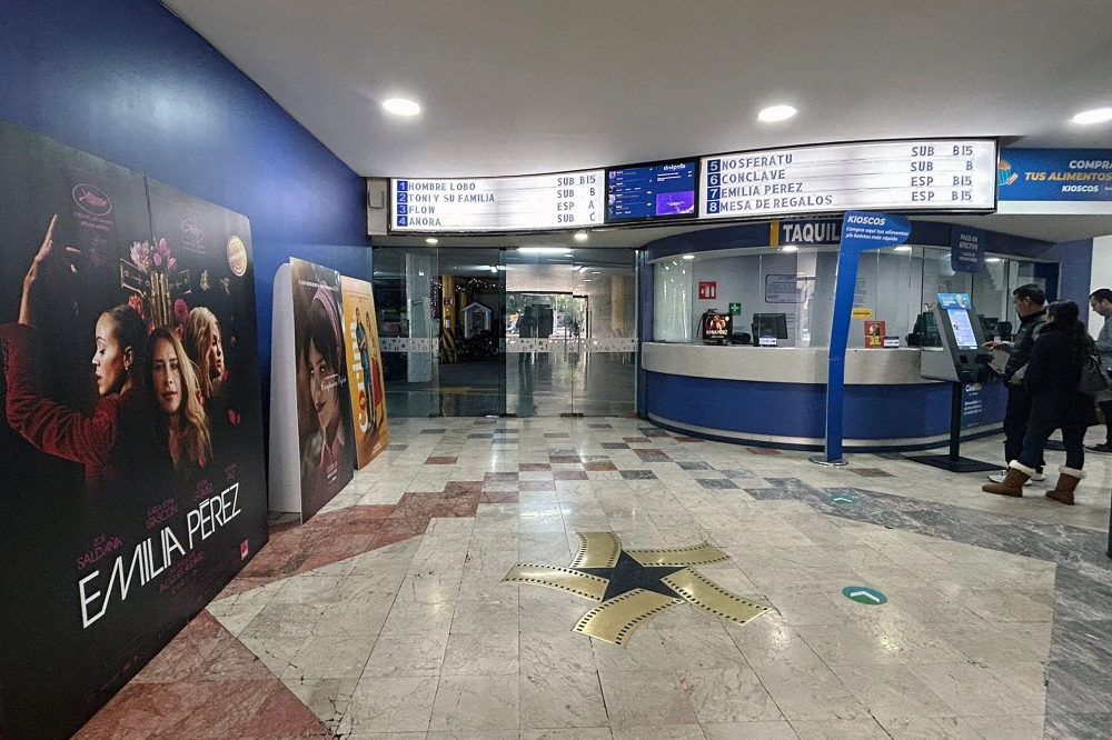 A banner of the French film ‘Emilia Perez,’ written and directed by the French filmmaker Jacques Audiard, is seen at the Diana cinema in Mexico City January 23, 2025. — AFP pic