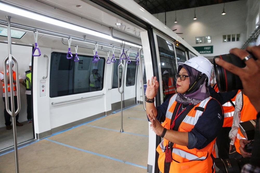 Ir Ts Bibi Sabrena Sakandar Khan (KLIA Aerotrain Project Director) giving a briefing on the latest updates on the  KLIA Aerotrain Project. — Picture by Choo Choy May.