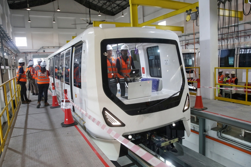 New KLIA Aerotrain doing a test run during the media briefing in KLIA. — Picture by Choo Choy May.