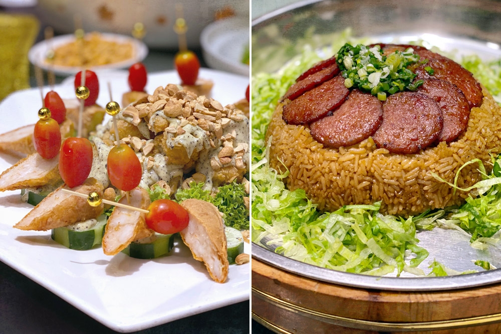 Mixed Prawn Platter (left). Fragrant Rice with Hong Kong Preserved Meats (right) — Picture by CK Lim