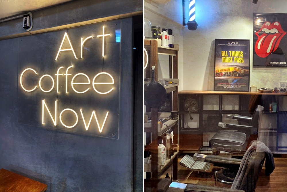 Neon sign (left). Barbershop (right) — Picture by CK Lim