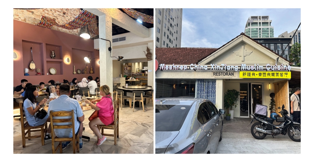 The restaurant is packed with Mainland China natives and locals (left) and one can spot the restaurant from the roadside with its distinct grill and tandoori ovens (right) — Picture by Lee Khang Yi