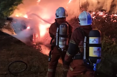 Fireball on Lekas highway: Five, including two children, pulled from burning car after crash