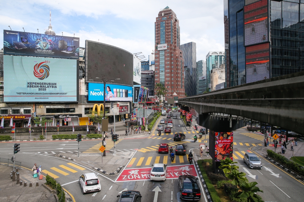 The Asean logo displayed at Bukit Bintang in Kuala Lumpur, January 17, 2025. — Picture by Yusof Mat Isa