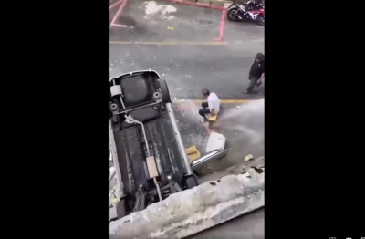 Narrow escape: Elderly man hurt as car plunges from third-floor parking in KL after accidental acceleration (VIDEO)