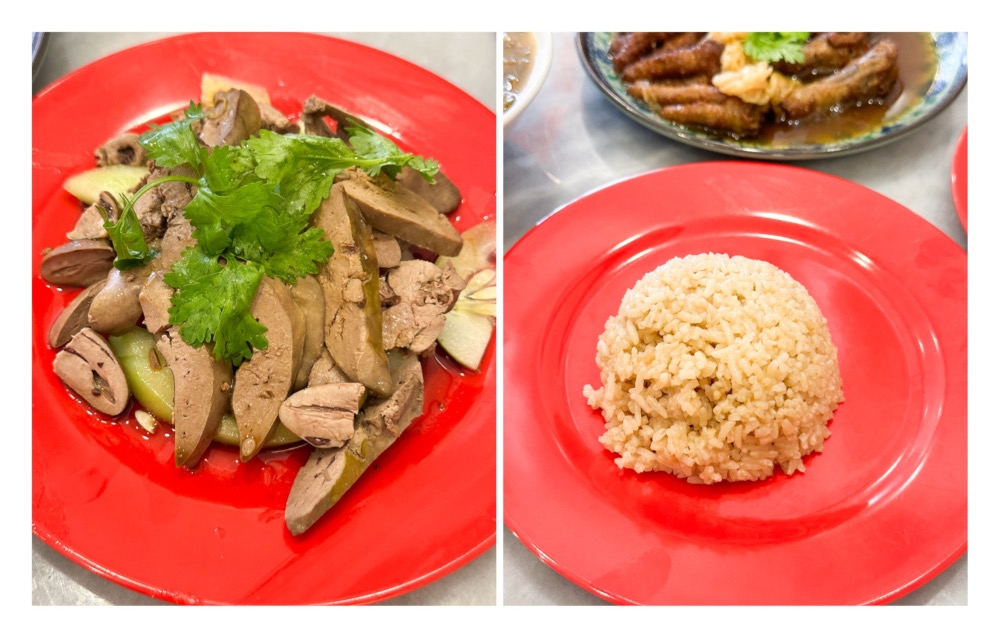 Firm chicken livers (left) have creamy centres while the rice (right) has plump, individual grains. — Picture by Lee Khang Yi