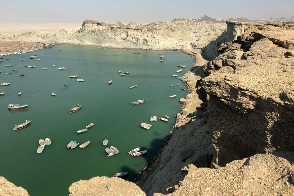 View of Beris port, a busy fishing dock in Makran region and home to unusual rocky beaches in Iran's southern Sistan-Baluchistan province, on October 4, 2018. — AFP pic