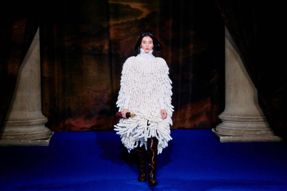 A model presents a creation from Burberry 's Womenswear Fall-Winter 2025-2026 fashion show collection, during London Fashion Week, in London February 24, 2025.  — AFP pic