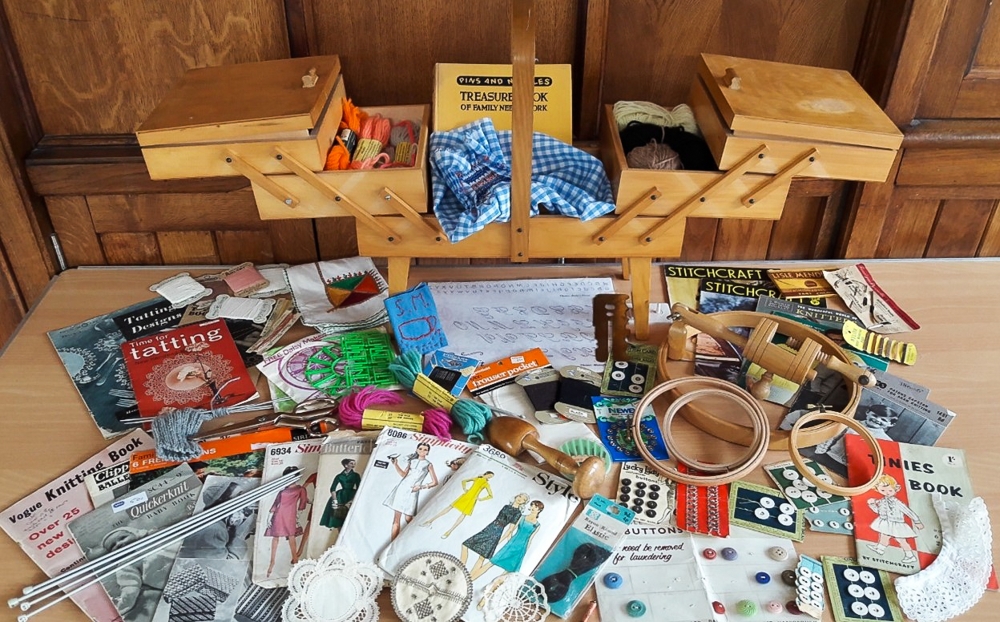 You can use a memory box with objects with themes – such as sewing tools – as seen here to prompt memories when reminiscing. — Picture courtesy of The Norris Museum